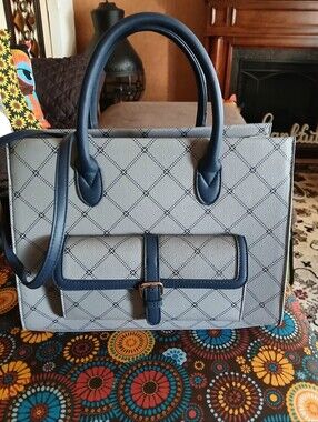 Navy and Grayish Blue Tote Bag with Gold Hardware NWOT!!!